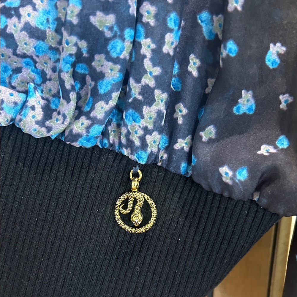 Roberto Cavalli Black and Blue Patterned Blouse - Picture 3 of 7